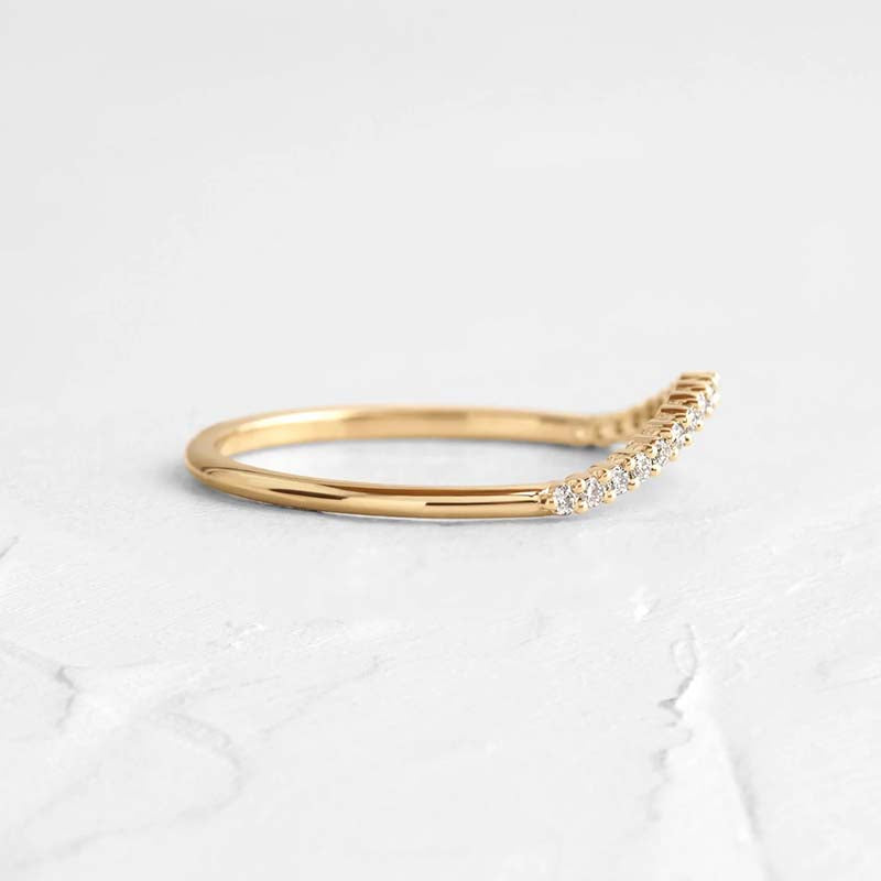 Unique Yellow Gold Pave Wedding Band-Sterling Silver-lornajewelry