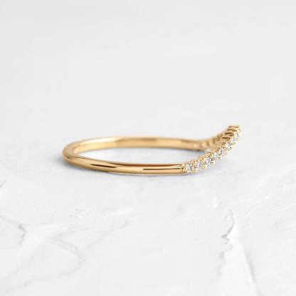 Unique Yellow Gold Pave Wedding Band-Sterling Silver-lornajewelry