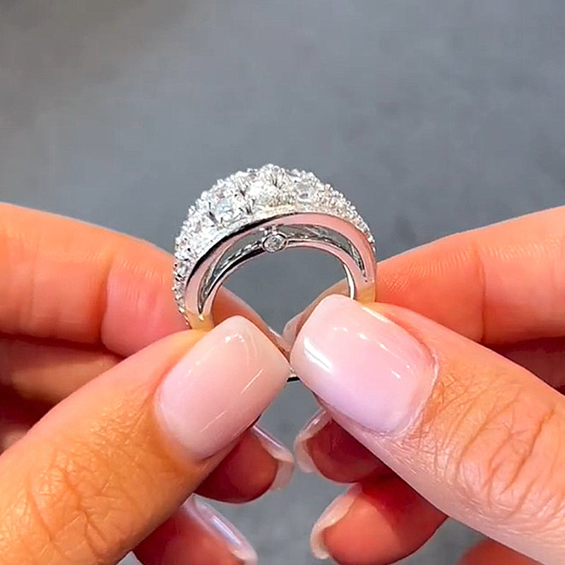 Luxury Cluster Pave Wedding Band-Sterling Silver-lornajewelry