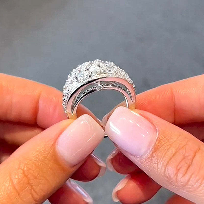 Luxury Cluster Pave Wedding Band-Sterling Silver-lornajewelry