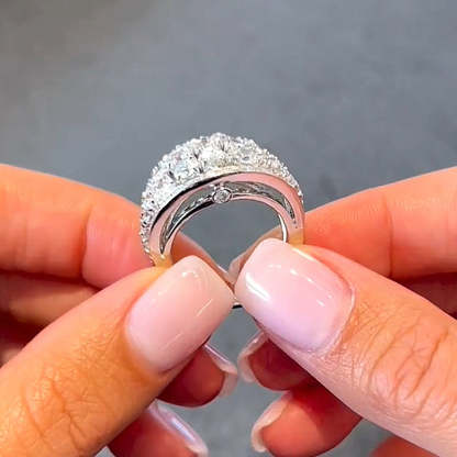 Luxury Cluster Pave Wedding Band-Sterling Silver-lornajewelry