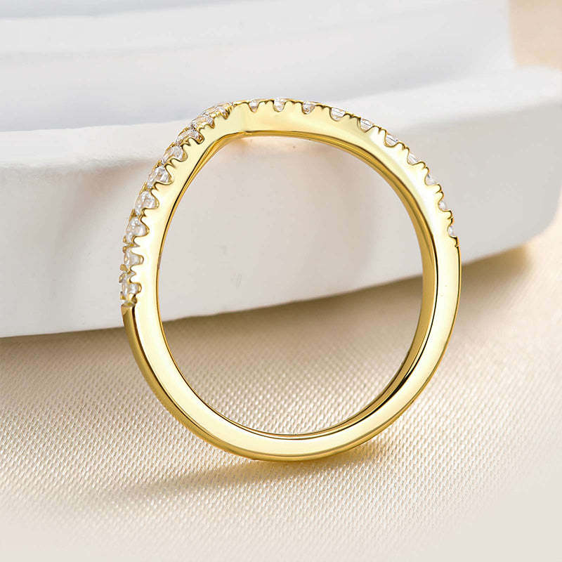 Enchanting V-shaped Design Full Wedding Band-Sterling Silver-lornajewelry