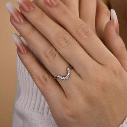 Unique Round Cut Women's Wedding Band-Sterling Silver-lornajewelry