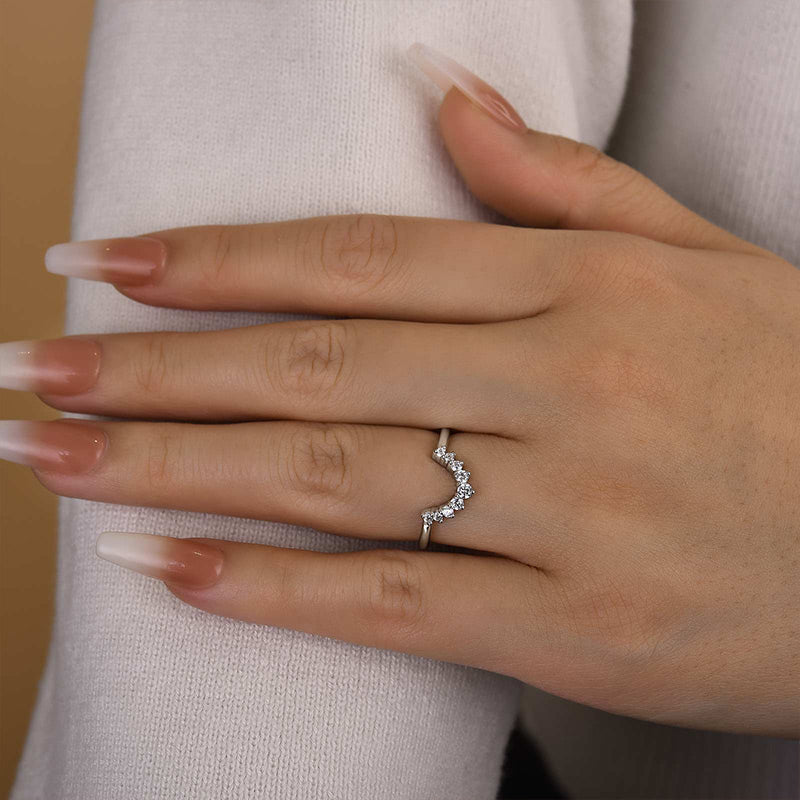 Unique Round Cut Women's Wedding Band-Sterling Silver-lornajewelry