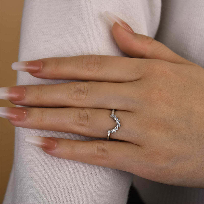 Unique Round Cut Women's Wedding Band-Sterling Silver-lornajewelry