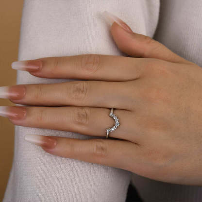 Unique Round Cut Women's Wedding Band-Sterling Silver-lornajewelry