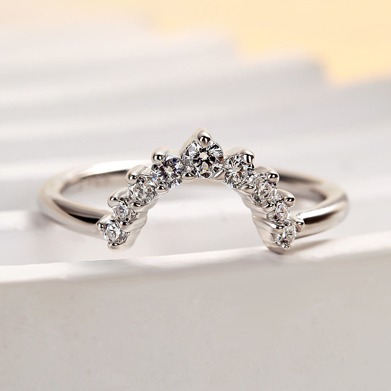 Unique Round Cut Women's Wedding Band-Sterling Silver-lornajewelry