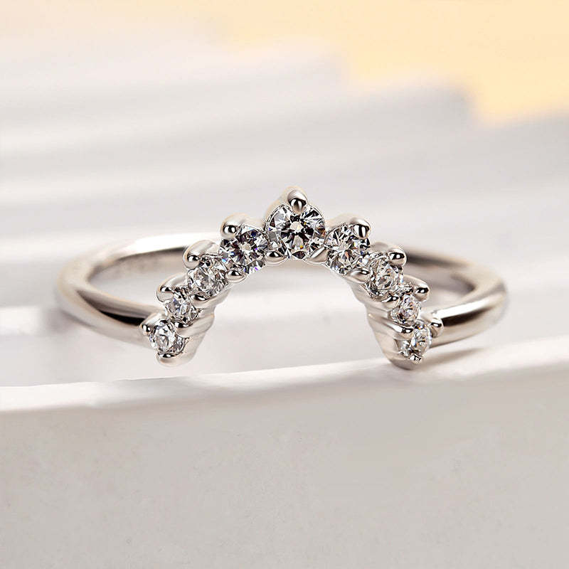 Unique Round Cut Women's Wedding Band-Sterling Silver-lornajewelry