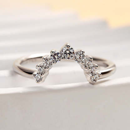 Unique Round Cut Women's Wedding Band-Sterling Silver-lornajewelry