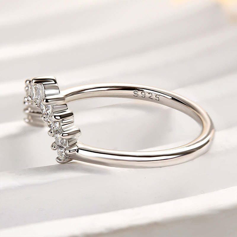 Unique Round Cut Women's Wedding Band-Sterling Silver-lornajewelry