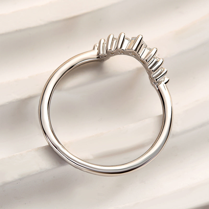 Unique Round Cut Women's Wedding Band-Sterling Silver-lornajewelry