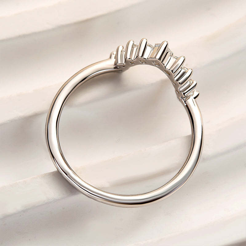 Unique Round Cut Women's Wedding Band-Sterling Silver-lornajewelry