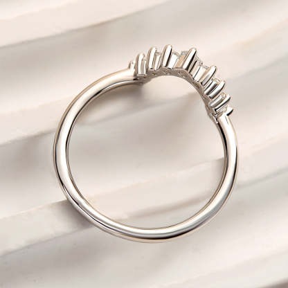 Unique Round Cut Women's Wedding Band-Sterling Silver-lornajewelry