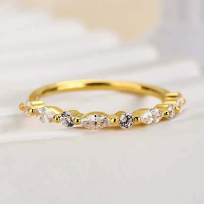 Elegant Marquise Cut Wedding Band-Sterling Silver-lornajewelry