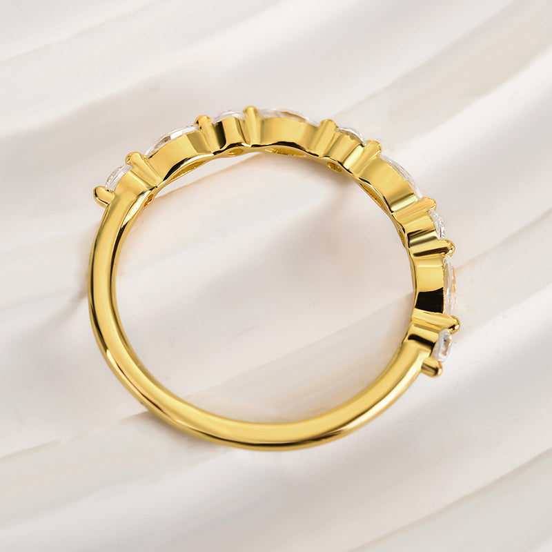 Elegant Marquise Cut Wedding Band-Sterling Silver-lornajewelry