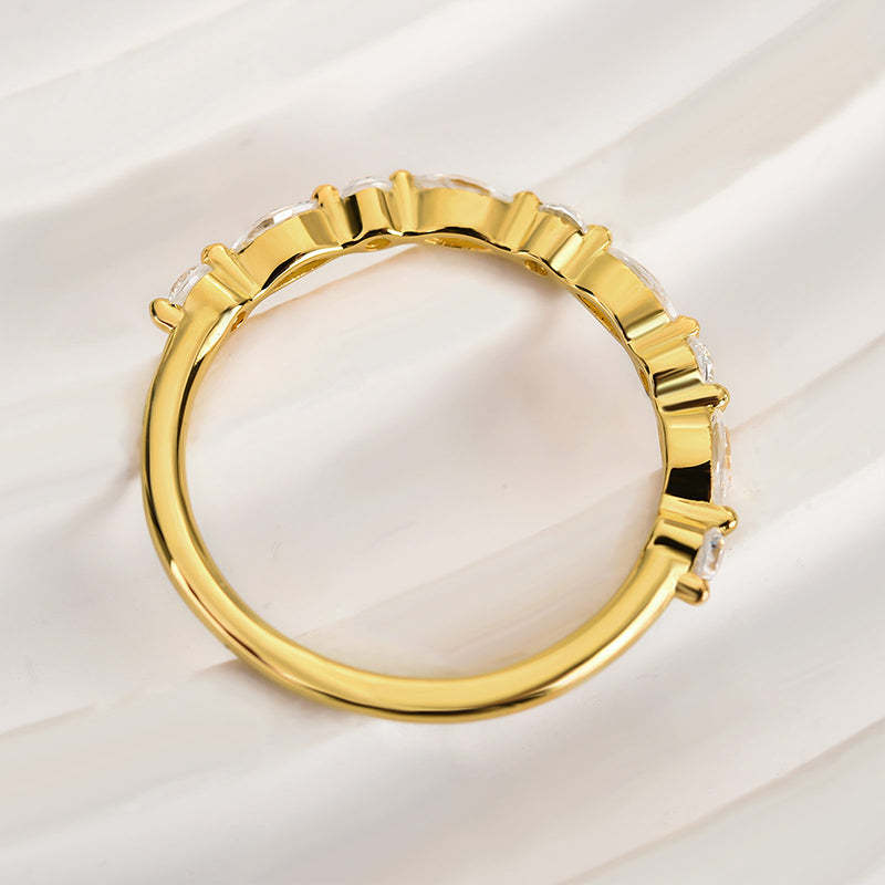 Elegant Marquise Cut Wedding Band-Sterling Silver-lornajewelry