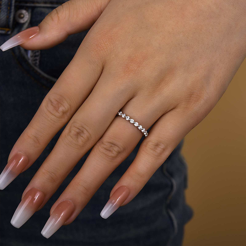 Classic Full Round Cut Wedding Band-Sterling Silver-lornajewelry