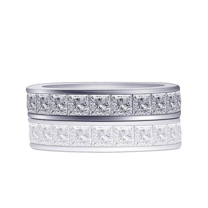 Classic Princess Cut Wedding Band in Sterling Silver