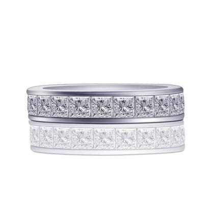 Classic Princess Cut Wedding Band in Sterling Silver