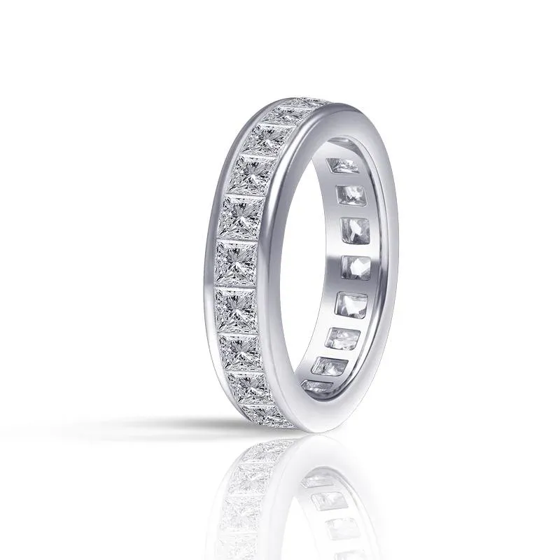 Classic Princess Cut Wedding Band in Sterling Silver