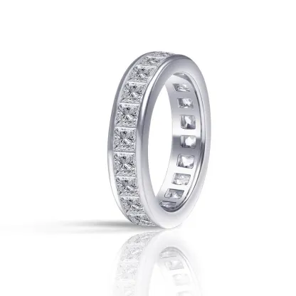 Classic Princess Cut Wedding Band in Sterling Silver