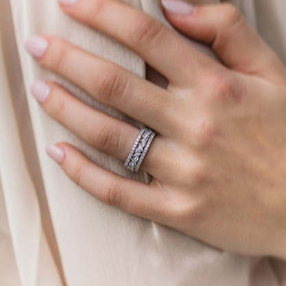 Stunning 3PC Wedding Band Set In Sterling Silver-Sterling Silver-lornajewelry