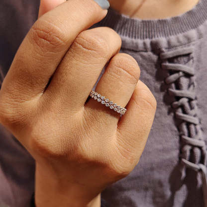 Elegant Yellow Gold Round Cut Full Eternity Wedding Band Set In Sterling Silver-Sterling Silver-lornajewelry