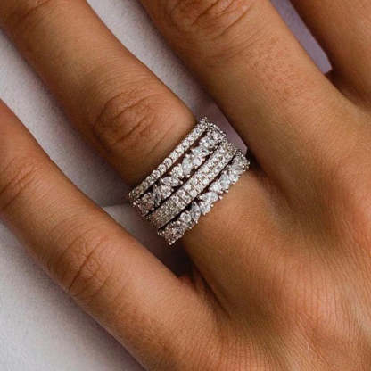 Stunning Marquise & Round Cut 4PC Wedding Band Set In Sterling Silver-Sterling Silver-lornajewelry