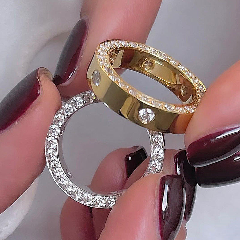 Gorgeous Unisex Wedding Band Set In Sterling Silver-Sterling Silver-lornajewelry