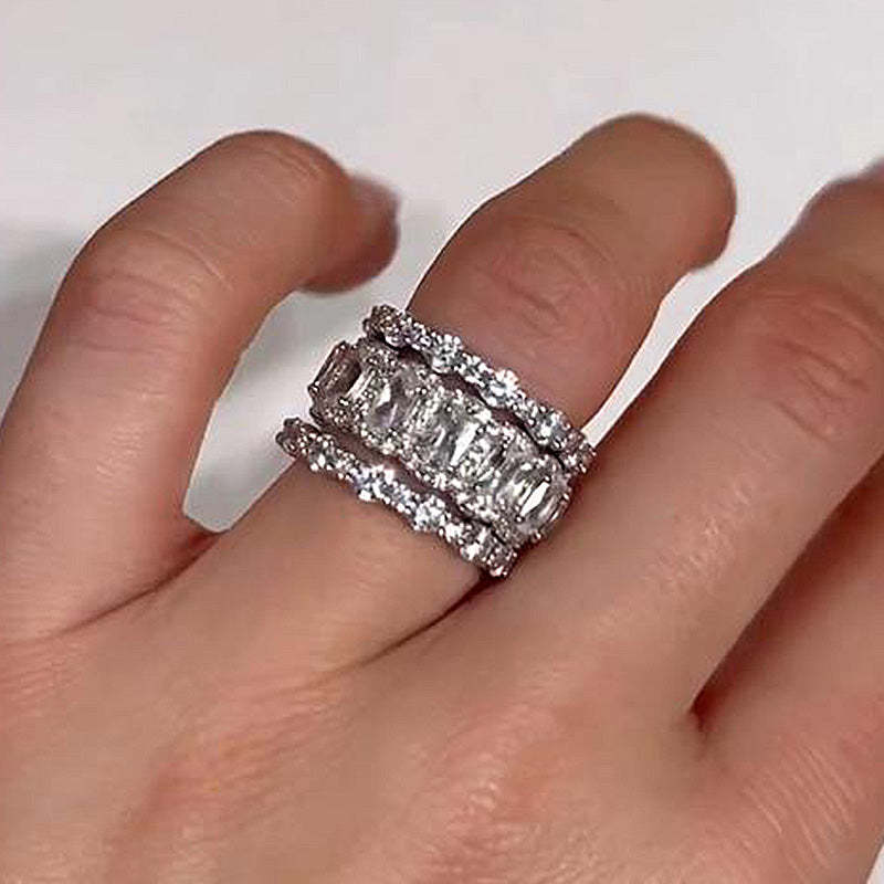 Honorable Cushion Cut 3PC Wedding Band Set For Women In Sterling Silver-Sterling Silver-lornajewelry