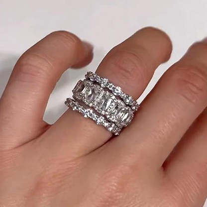 Honorable Cushion Cut 3PC Wedding Band Set For Women In Sterling Silver-Sterling Silver-lornajewelry