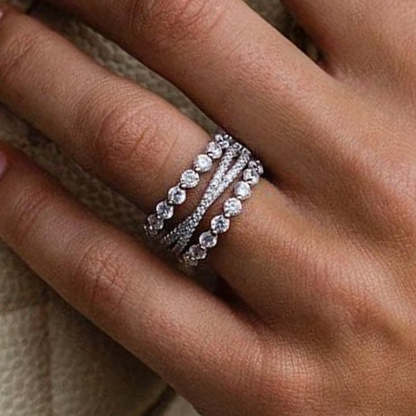 Noble Women's Stackable 3PC Wedding Band Set In Sterling Silver-Sterling Silver-lornajewelry