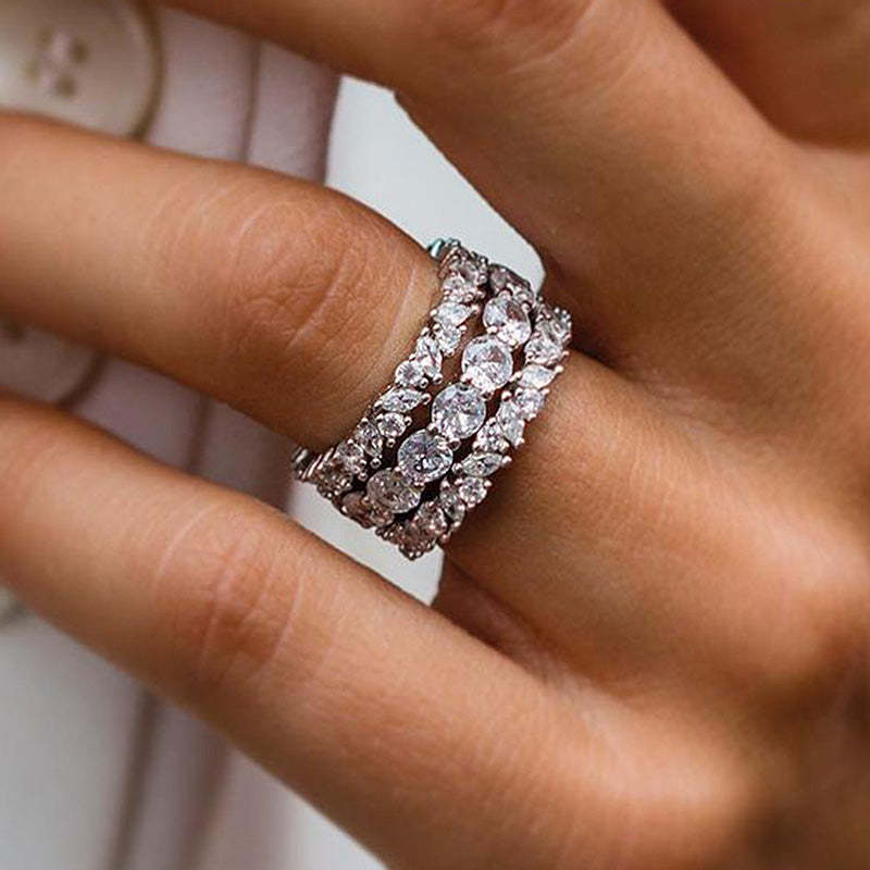 Desirable Marquise & Round Cut 3PC Wedding Band Set In Sterling Silver-Sterling Silver-lornajewelry