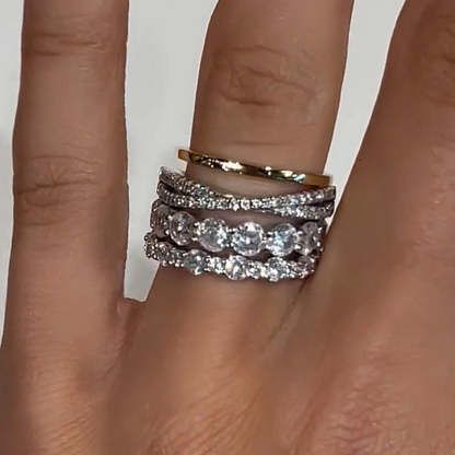 Exclusive Round Cut 4PC Wedding Band Set-Sterling Silver-lornajewelry