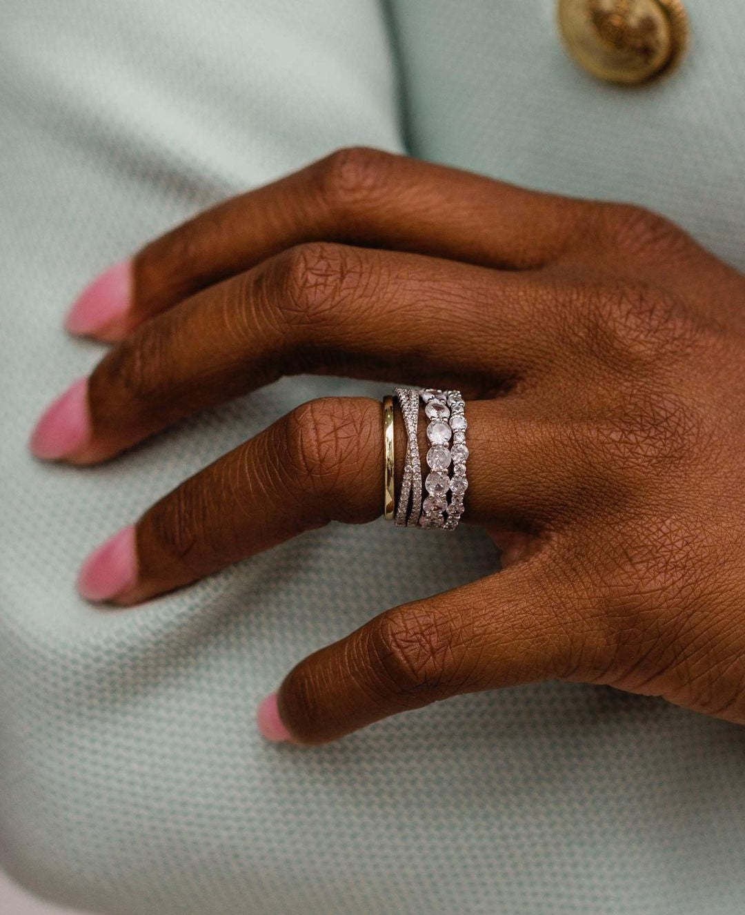 Exclusive Round Cut 4PC Wedding Band Set-Sterling Silver-lornajewelry