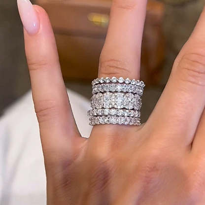 Luxury Oval & Round Cut 5PC Wedding Band Set-Sterling Silver-lornajewelry