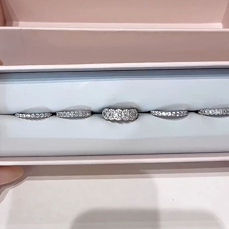 Luxury Oval & Round Cut 5PC Wedding Band Set-Sterling Silver-lornajewelry