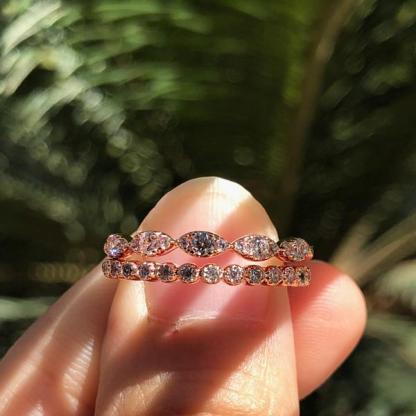 5 Carat Cushion Cut Champagne Stone 3PC Wedding Ring Set In Rose Gold-Sterling Silver-lornajewelry