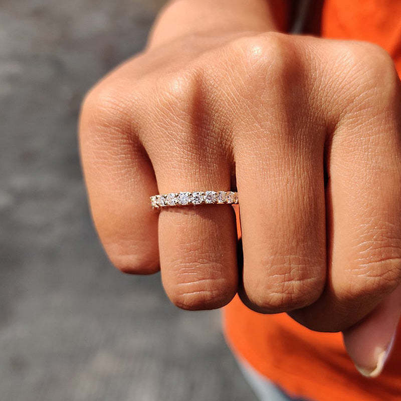 Eternity Round Cut  Women's Wedding Band In Sterling Silver-Sterling Silver-lornajewelry