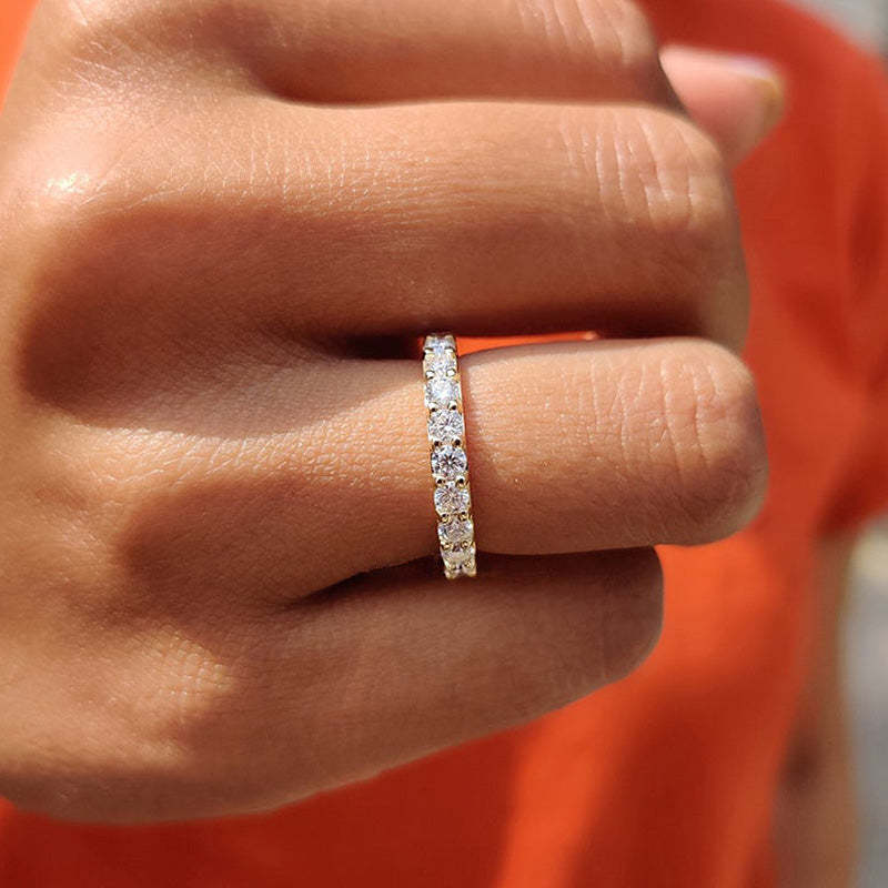 Eternity Round Cut  Women's Wedding Band In Sterling Silver-Sterling Silver-lornajewelry