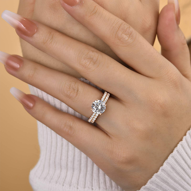 Classic Round Cut Wedding Ring Set In Sterling Silver-Sterling Silver-lornajewelry