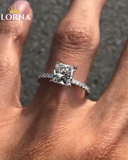 2Ct Sparkle Princess Cut Engagement Ring For Women In Sterling Silver