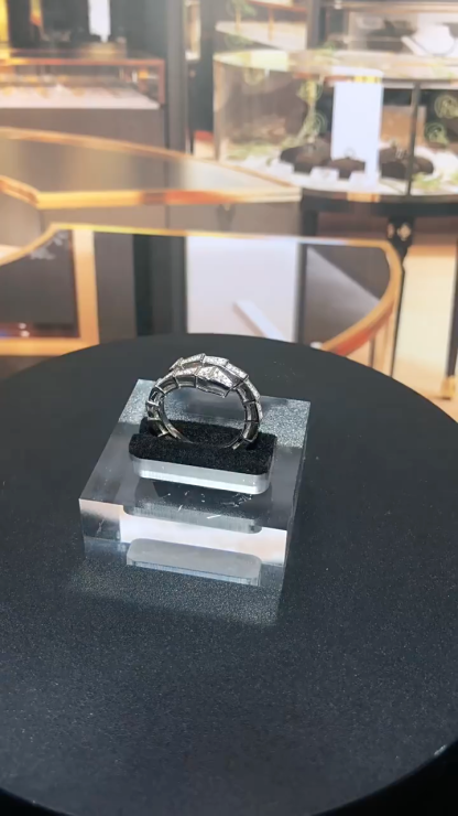 Moissanite Geometric Snake Scale Bypass Band in Sterling Silver