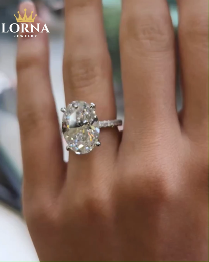 8Ct Excellent Oval Cut Sona Simulated Diamond Engagement Ring
