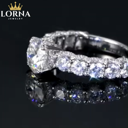 3Ct Moissanite Eleven Stone Round Cut Half Eternity Engagement Ring