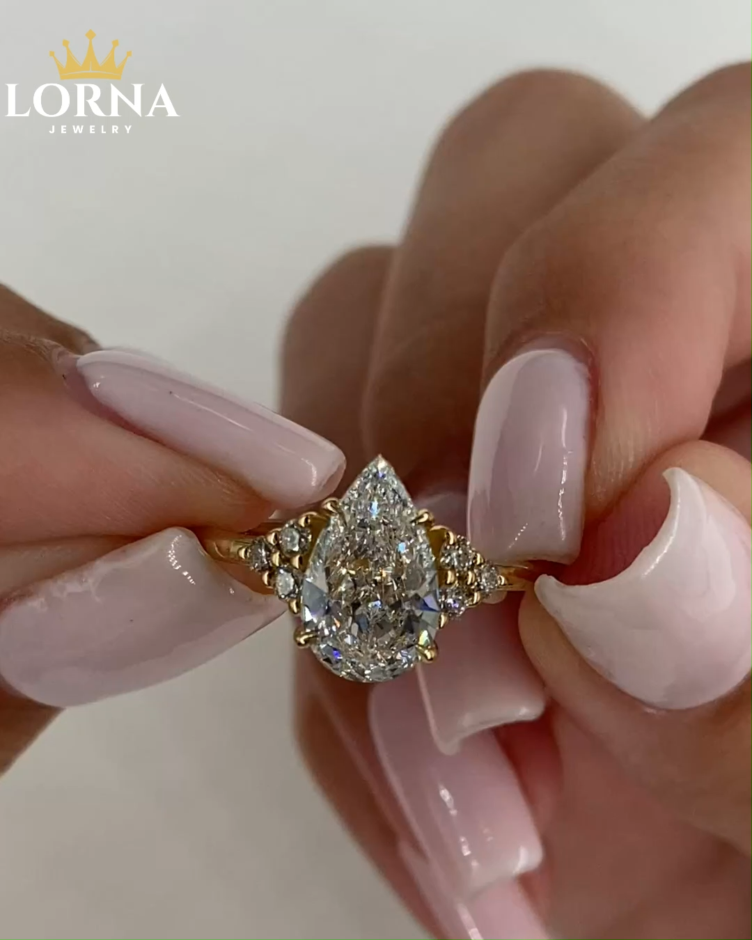 3Ct Pear Cut Sona Simulated Diamonds Engagement Ring In Sterling Silver