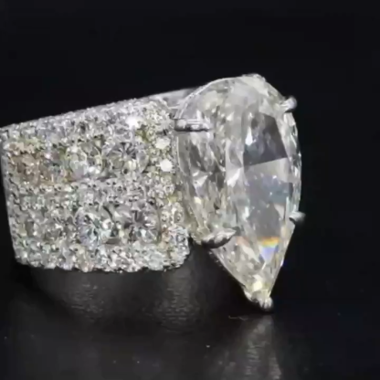 5.5Ct Pear Cut Vintage Style Created Simulated Diamond Sterling Silver Engagement Ring