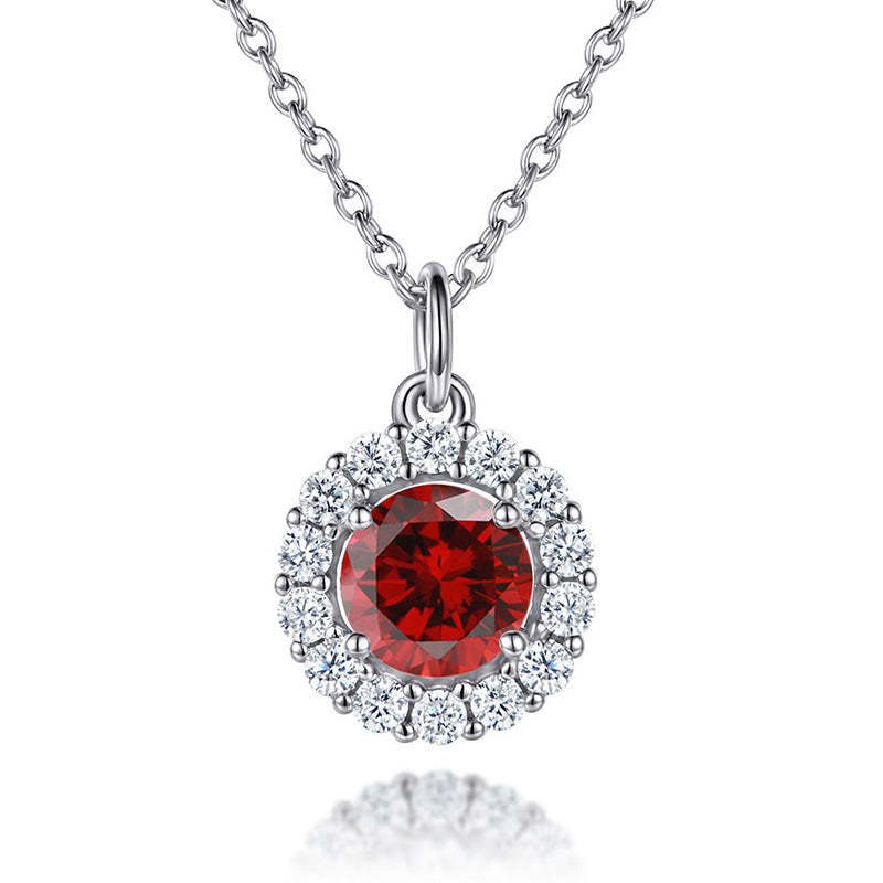 Classic Sterling Silver Birthstone Necklace for Mom-Sterling Silver-lornajewelry