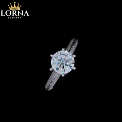 1Ct/2Ct/3Ct Moissanite Knife Edge Pave Sterling Silver Engagement Ring