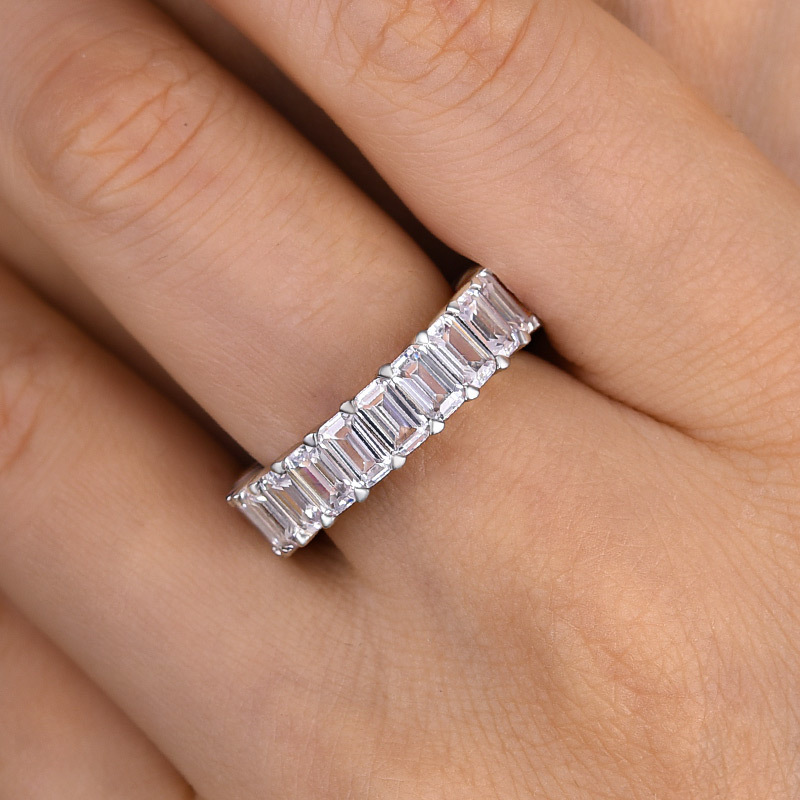 Eternity Emerald Cut s Women's Wedding Band-Sterling Silver-lornajewelry